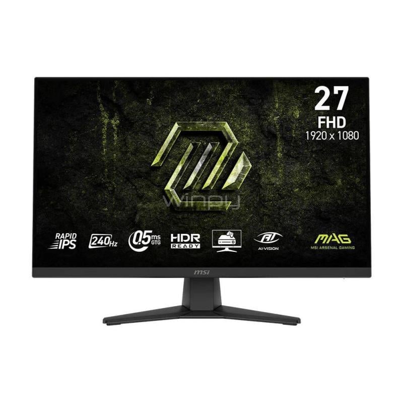 Monitor Gamer MSI MAG 272F X24 de 27“ (IPS, Full HD, 240Hz, 0.5ms, DP+HDMI, VESA)