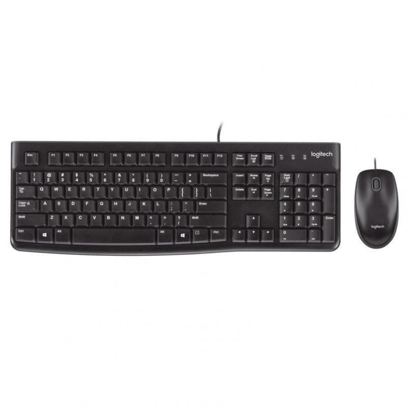 Pack de teclado y mouse Logitech MK120 (alámbrico USB, Español, Negro)