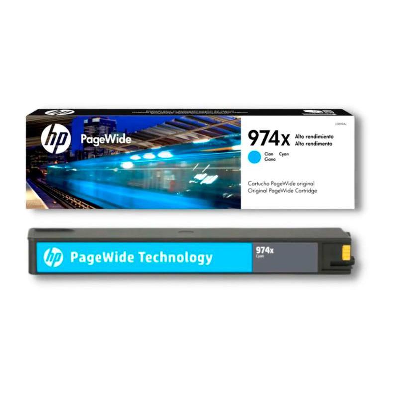Cartucho original PageWide HP 974X alta capacidad Cian