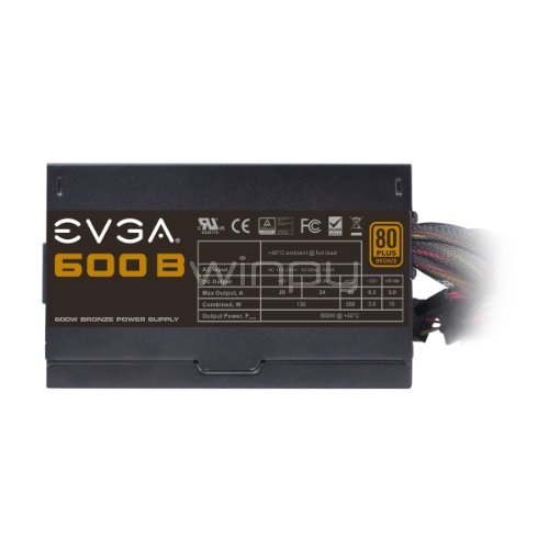 Fuente de Poder EVGA 600WATT  80 Bronze Certificada (100-B1-0600-KR)