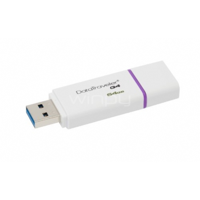 Pendrive Kingston DataTraveler de 64GB (USB 3.0, blanco/púrpura)