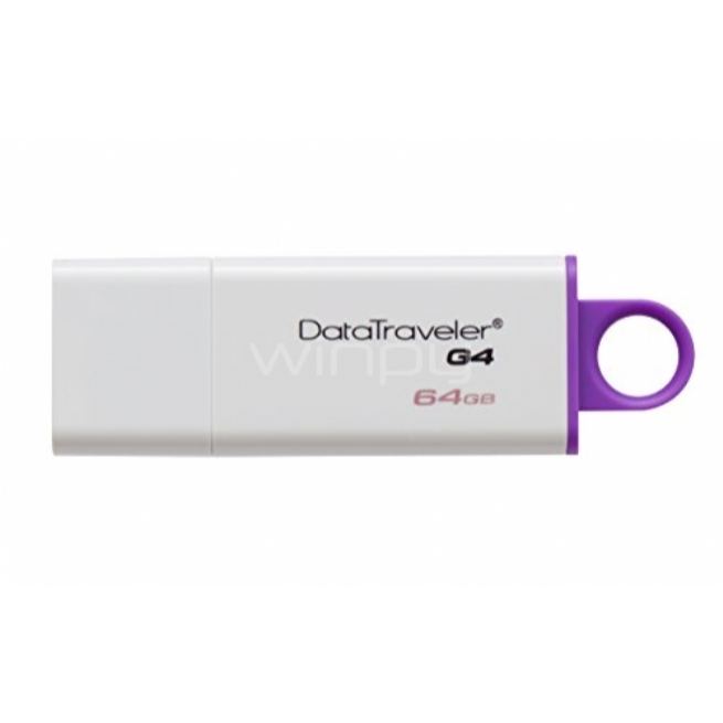 Pendrive Kingston DataTraveler de 64GB (USB 3.0, blanco/púrpura)