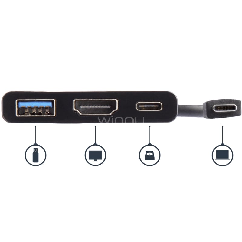 Adaptador Multipuertos USB-C con HDMI - Puerto USB 3.0 - PD de 60W - StarTech