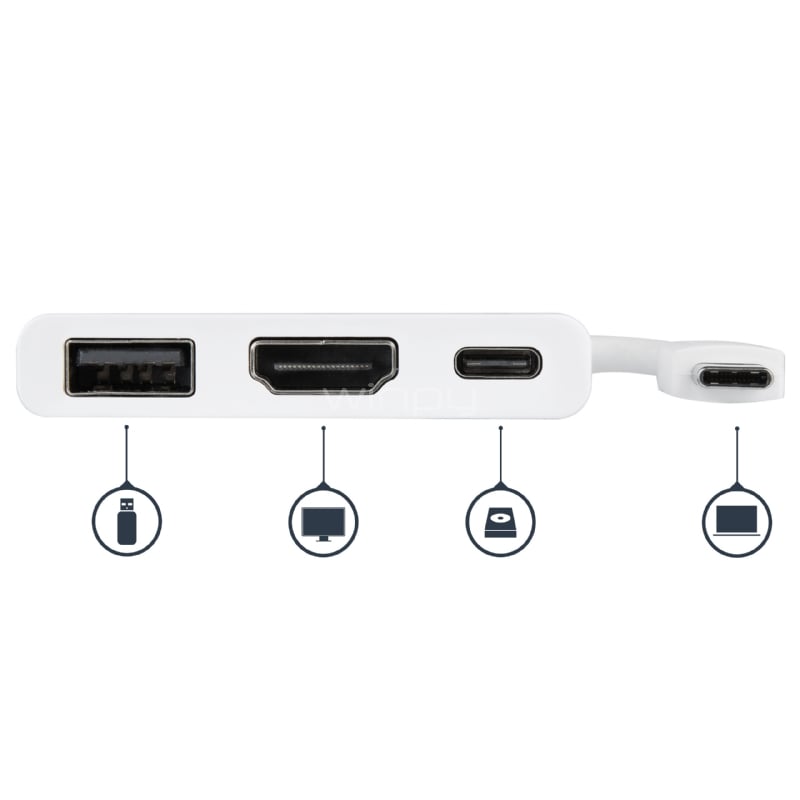 Adaptador Multipuertos USB-C con HDMI - Puerto USB 3.0 - PD de 60W - Blanco - StarTech