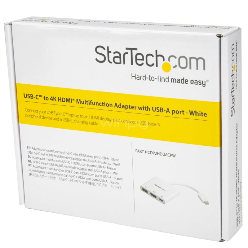 Adaptador Multipuertos USB-C con HDMI - Puerto USB 3.0 - PD de 60W - Blanco - StarTech