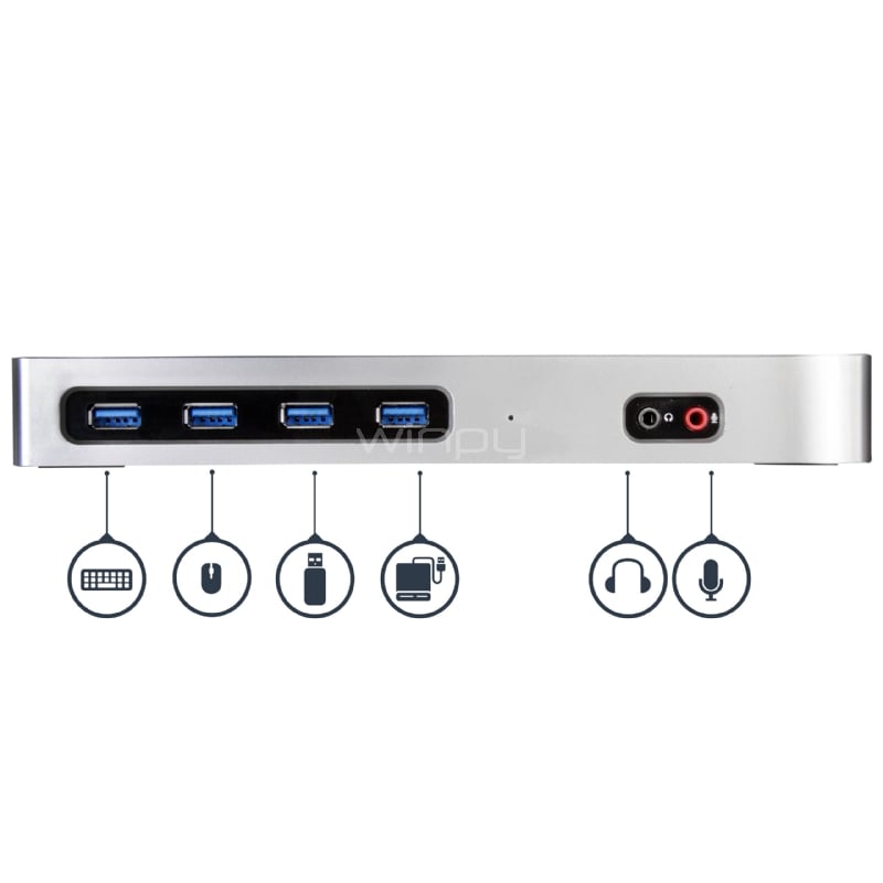 Docking Station USB 3.0 para Dos Monitores con HDMI - DVI - 6x Puertos USB 