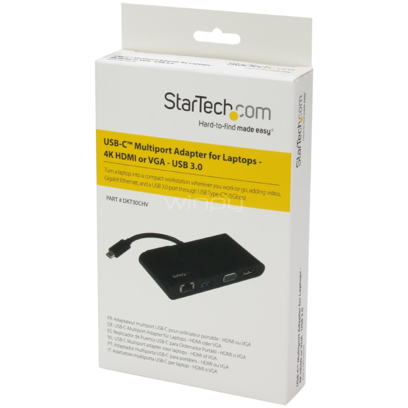 Adaptador Multipuertos USB-C para Notebooks - HDMI o VGA 4K - USB 3.0 - StarTech