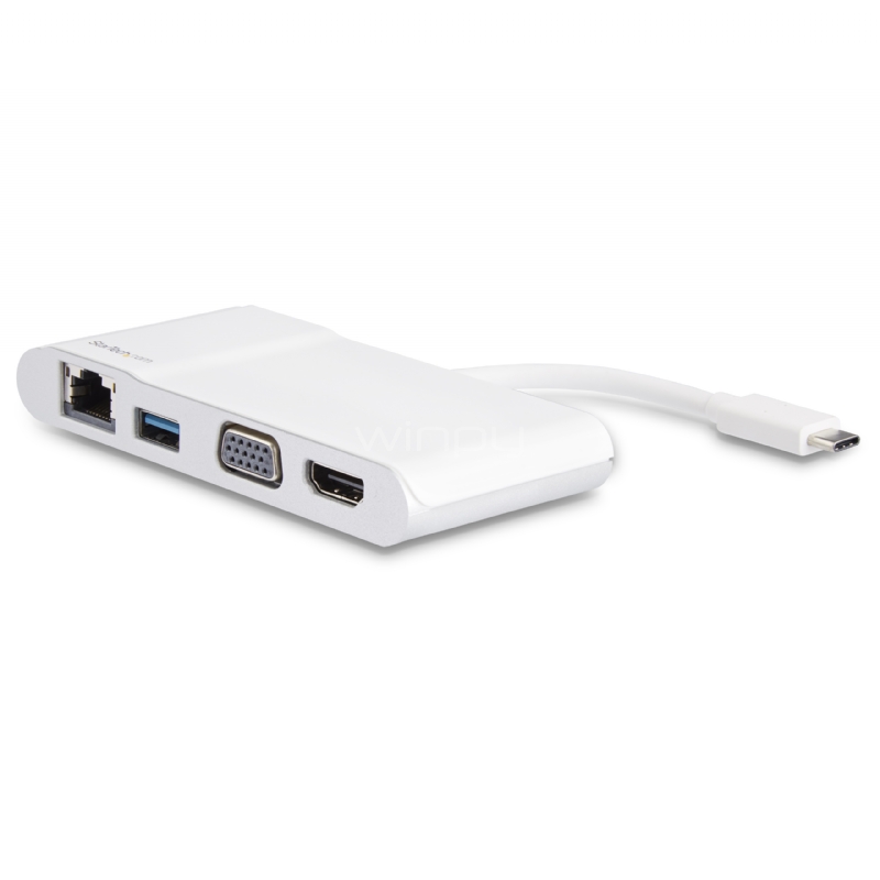 Adaptador Multipuertos USB-C para Notebooks - HDMI o VGA 4K - USB 3.0 - Blanco y Plateado - StarTech