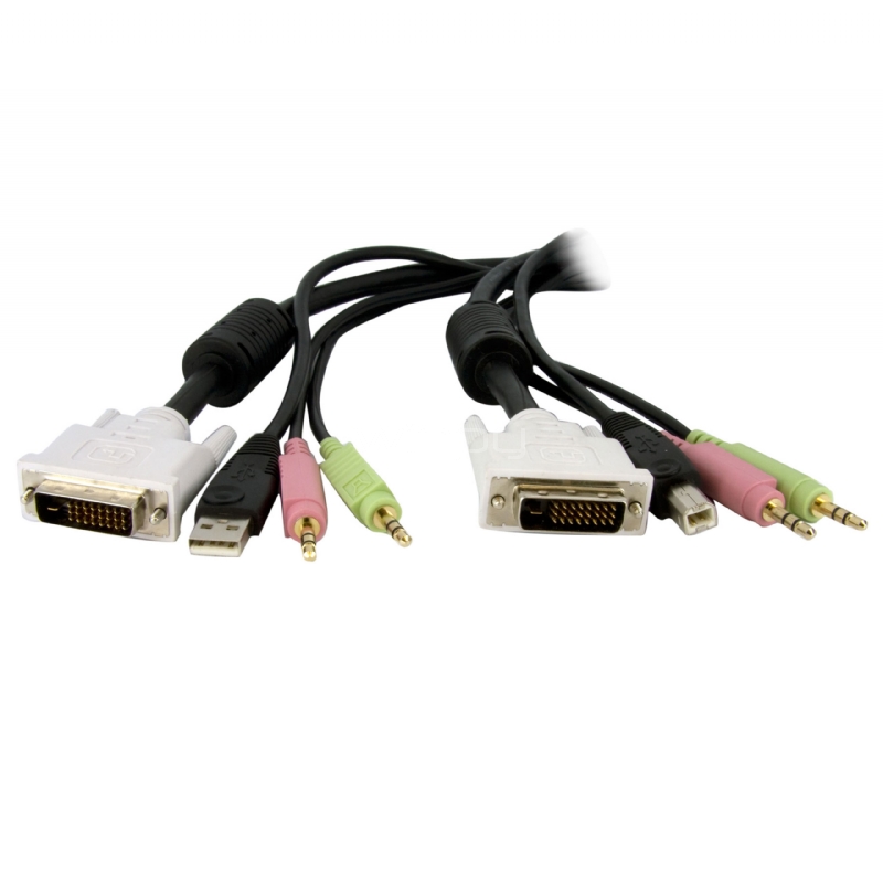 Cable de 1,8m para Switch Conmutador KVM 4en1 DVI-D Dual Link Doble Enlace USB con Audio Micrófono - StarTech