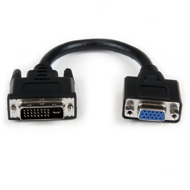 Adaptador Conversor de 20cm DVI-I a VGA - DVI-I Macho - HD15 Hembra - Cable Convertidor Negro - StarTech