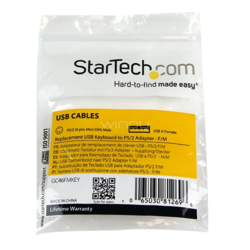 Adaptador Teclado USB a  conector PS/2 PS2 MiniDIN - Hembra USB - Macho Mini-DIN - StarTech
