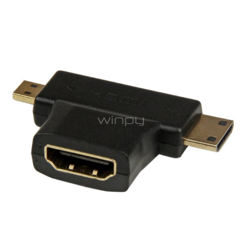 Adaptador HDMI en T - Conversor HDMI a Mini HDMI o Micro HDMI - Hembra a Macho - StarTech