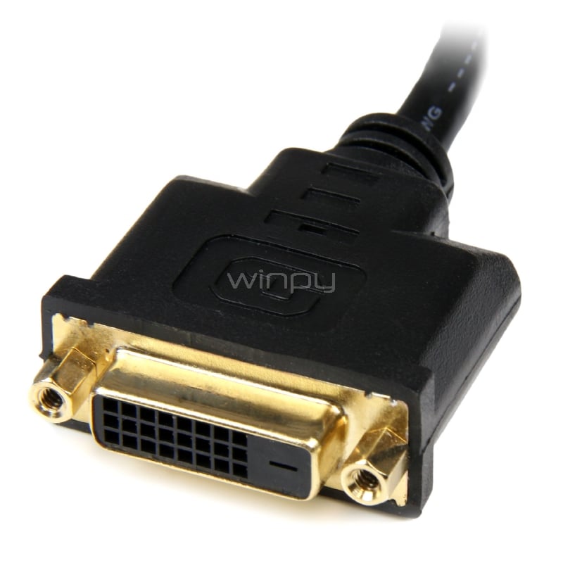 Adaptador de 20cm HDMI a DVI - DVI-D Hembra - HDMI Macho - Cable Conversor de Video - Negro - StarTech