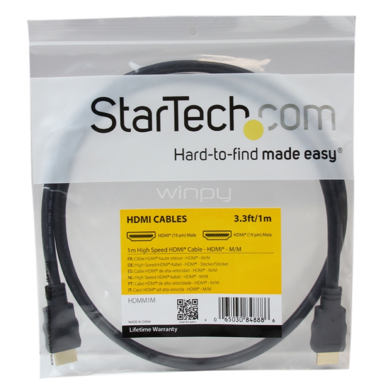 Cable HDMI de alta velocidad de 1m - 2x HDMI Macho - Negro - Ultra HD 4k x 2k - StarTech