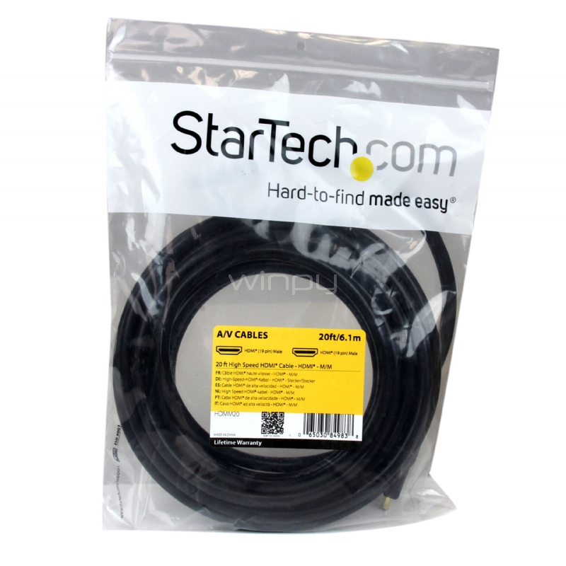 Cable HDMI de alta velocidad 6m  - 2x HDMI Macho - Negro - StarTech