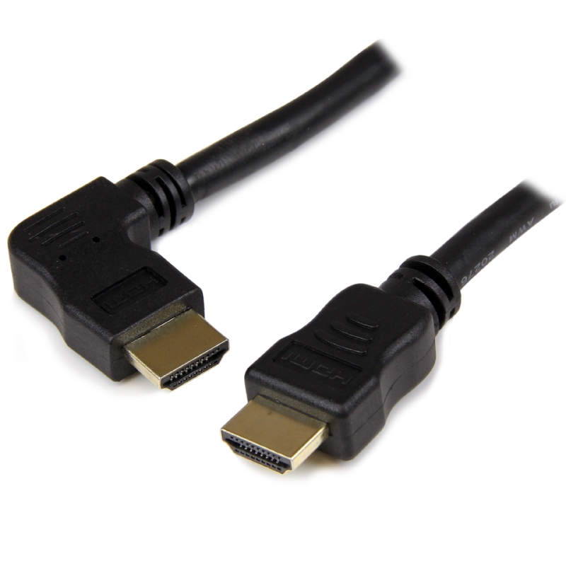 Cable HDMI de alta velocidad 2m - 2x HDMI Macho Ultra HD 4k x 2k - Acodado en Ángulo a la Izquierda Negro - StarTech