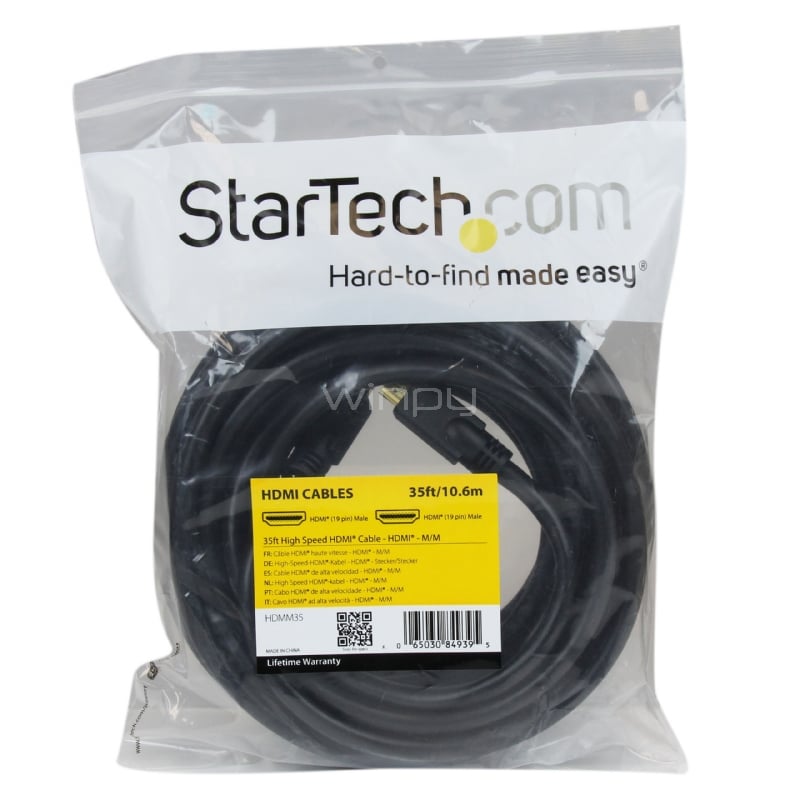 cable hdmi de alta velocidad 10,6m - 2x hdmi macho - negro - ultra hd 4k x 2k - startech