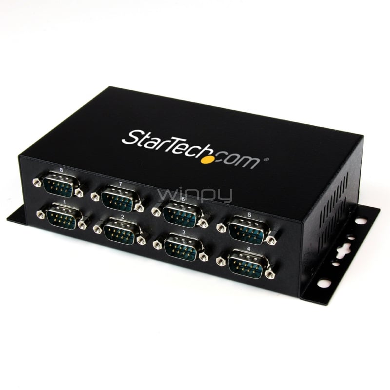 Adaptador Hub Concentrador USB a 8 Puertos Serial RS232 Industrial Montaje en Pared Riel DIN - StarTech