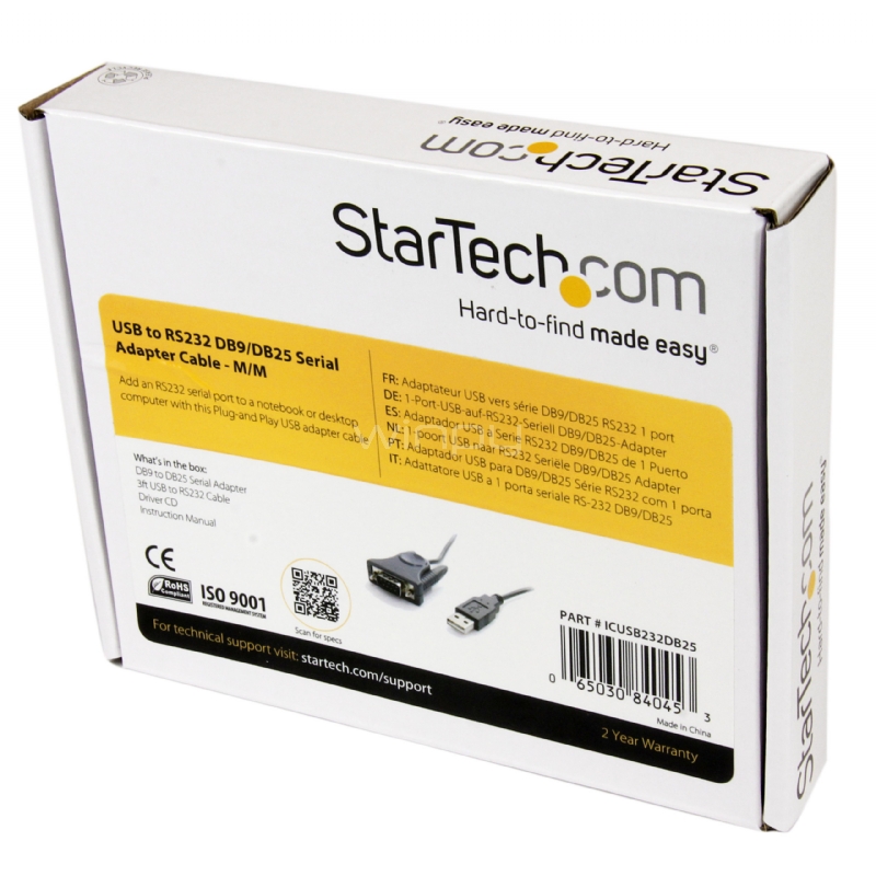 Cable Adaptador de 0,9m USB a Serial Serial DB9 DB25 RS232 - StarTech