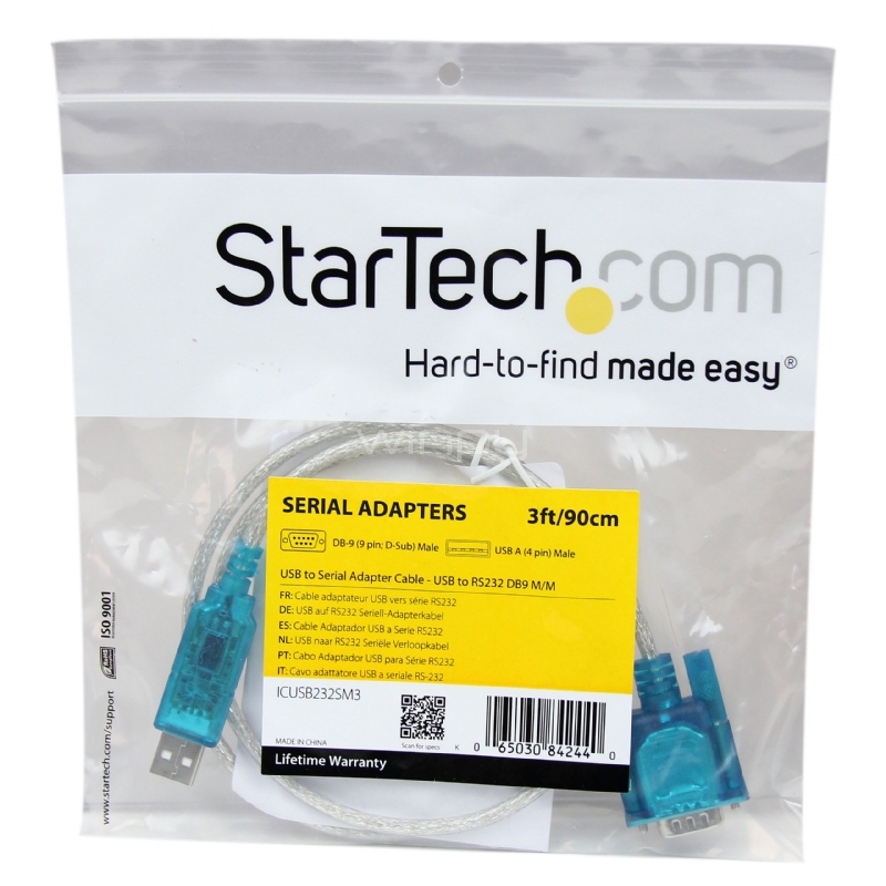 Cable Adaptador 0,9m USB a Puerto Serial RS232 DB9 PC Mac Linux - StarTech