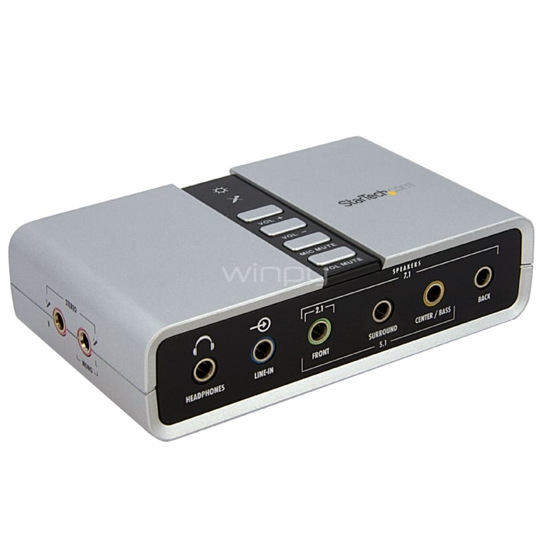 Tarjeta de Sonido 7.1 USB Externa Adaptador Conversor puerto SPDIF Audio Digital Óptico - StarTech