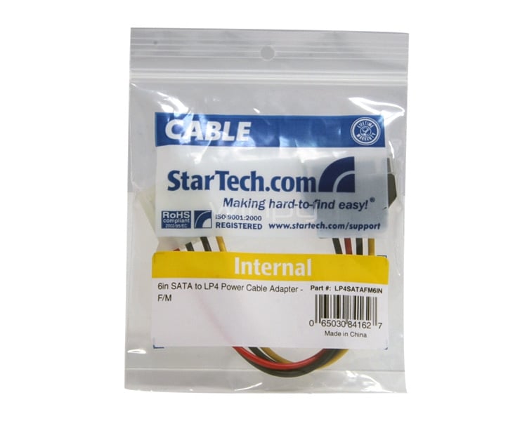 Cable de Alimentación de 15cm Adaptador Molex LP4 a SATA - Hembra a Macho - StarTech