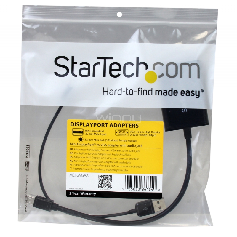 Adaptador de Video Mini DisplayPort a VGA con audio - StarTech