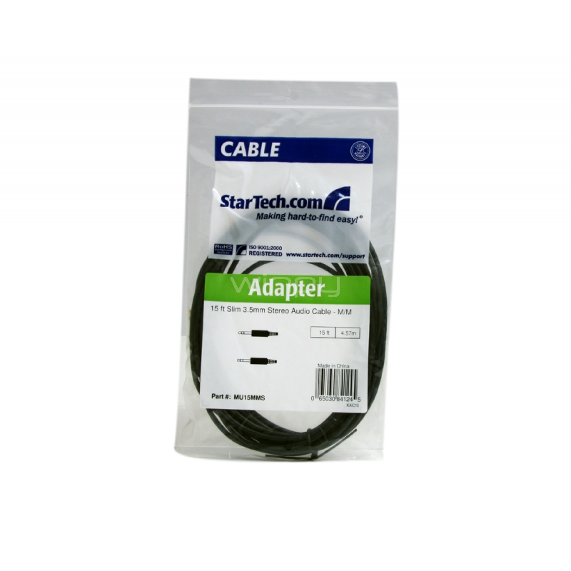 Cable Delgado de 4.5m de Audio Estéreo Mini Jack de 3.5mm Macho a Macho - StarTech