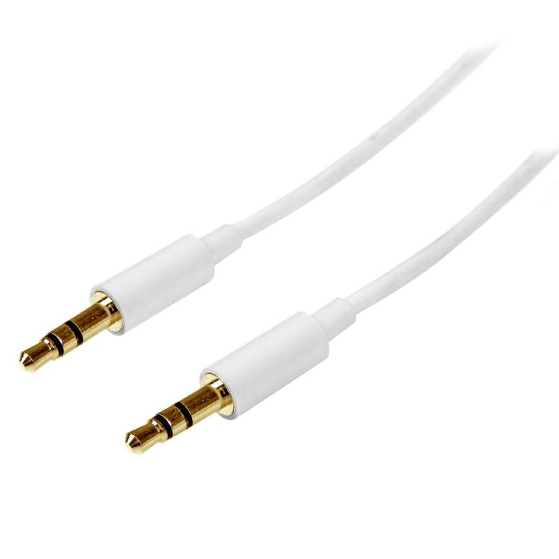 Cable de 3 metros Delgado de Audio Estéreo Mini Jack de 3,5mm - Blanco - Macho a Macho - StarTech