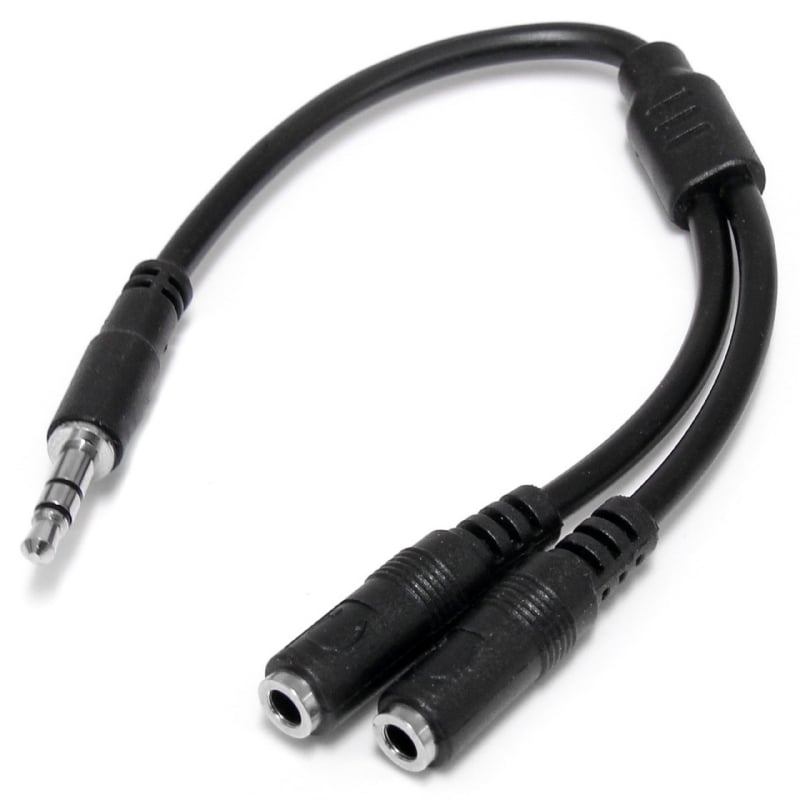 Adaptador Divisor de Auriculares Mini-Jack 3,5mm 3 pines Macho a 2x  Mini-Jack 3 pines Hembra - StarTech