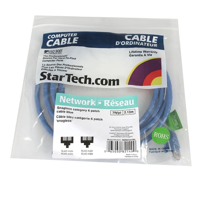 Cable de Red 2,1m Categoría Cat6 UTP RJ45 Gigabit Ethernet ETL Patch Moldeado Snagless - Azul - StarTech