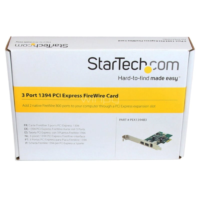 Adaptador Tarjeta FireWire PCI-Express  PCI-e de 2 Puertos F/W 800 y 1 Puerto F/W 400 - StarTech