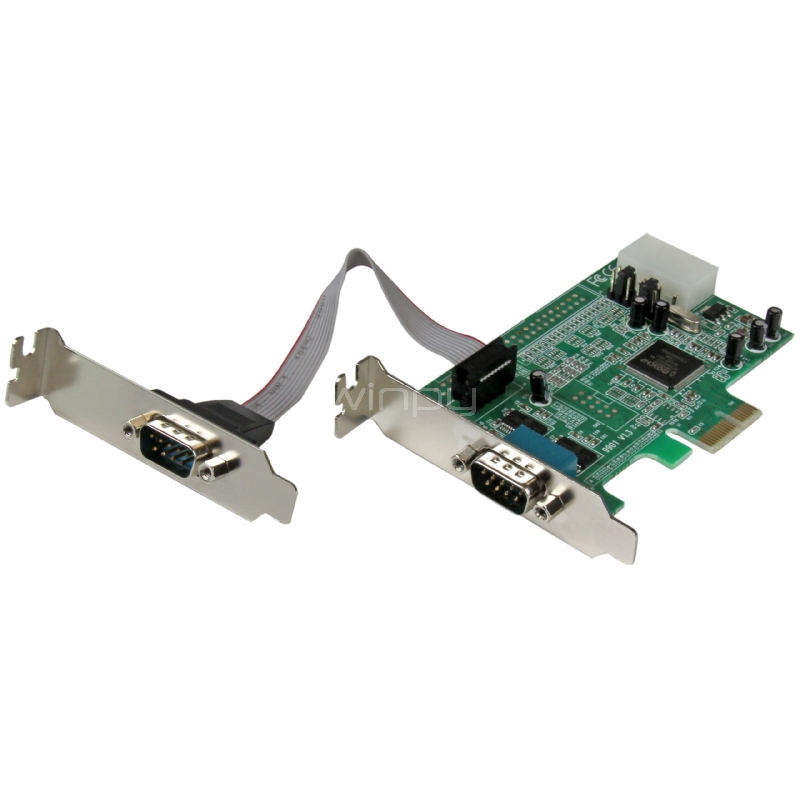  Tarjeta Adaptadora PCI Express de 2 Puertos Seriales de Perfil Bajo RS232 UART 16550 - StarTech