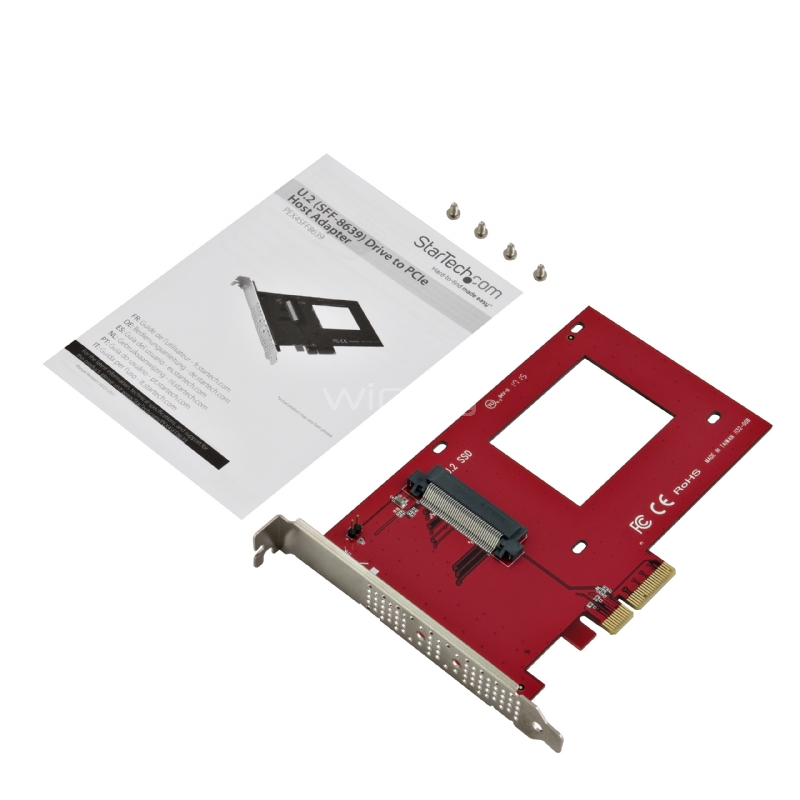 Tarjeta Adaptadora PCI Express U.2 NVMe SFF8639 de 2,5