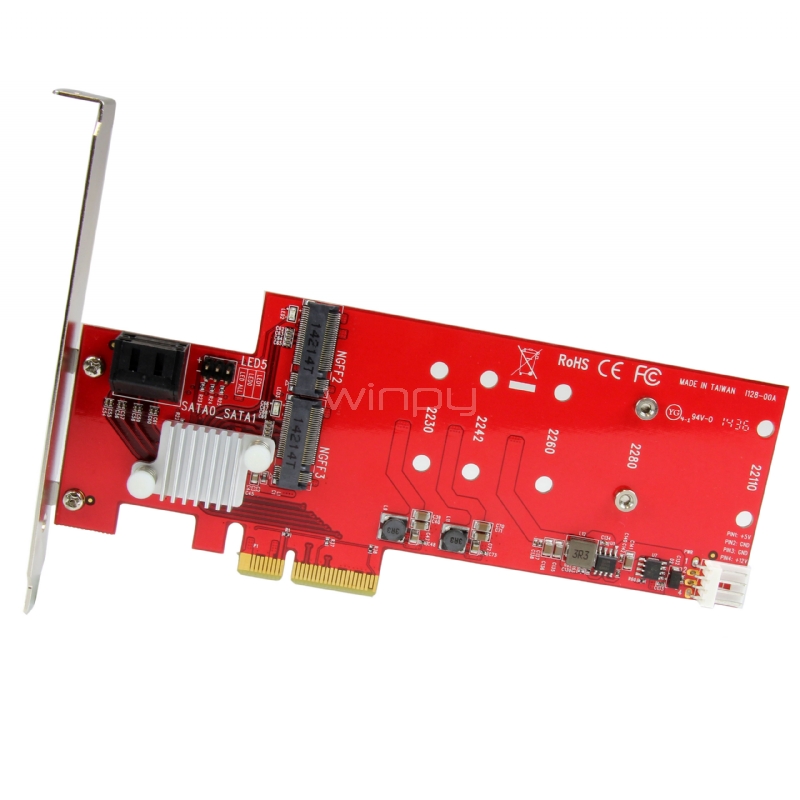 Tarjeta PCI Express Controladora de 2x SSD NGFF M.2 y 2x Puertos SATA III - StarTech