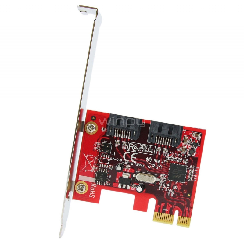Tarjeta Adaptadora Controladora PCI Express PCIe 2 Puertos SATA Internos - SATA III - StarTech