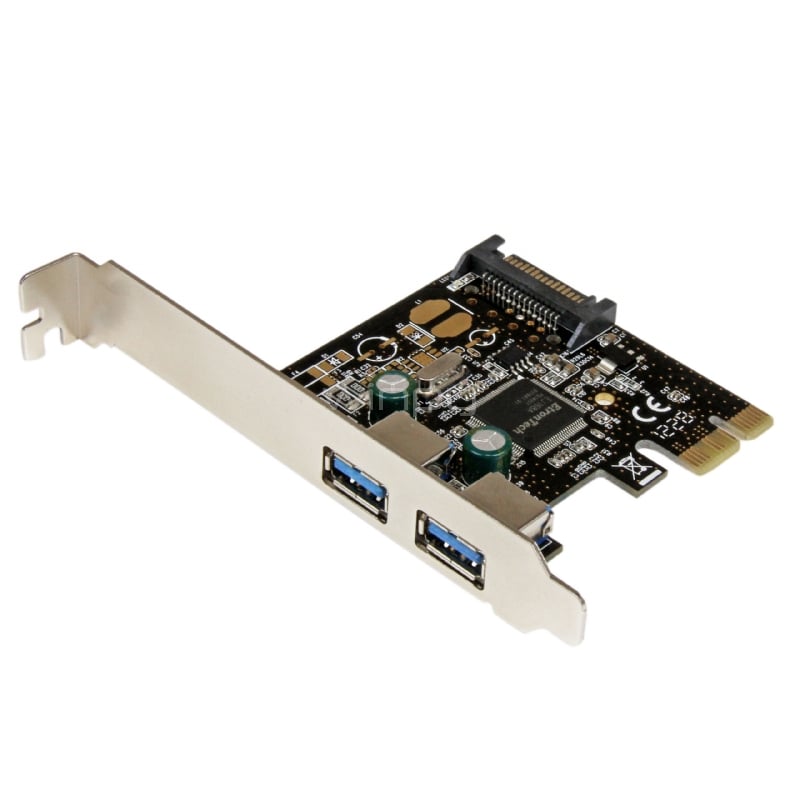 Adaptador Tarjeta Controladora PCI Express PCI-E 2 Puertos USB 3.0 con Alimentación SATA - StarTech