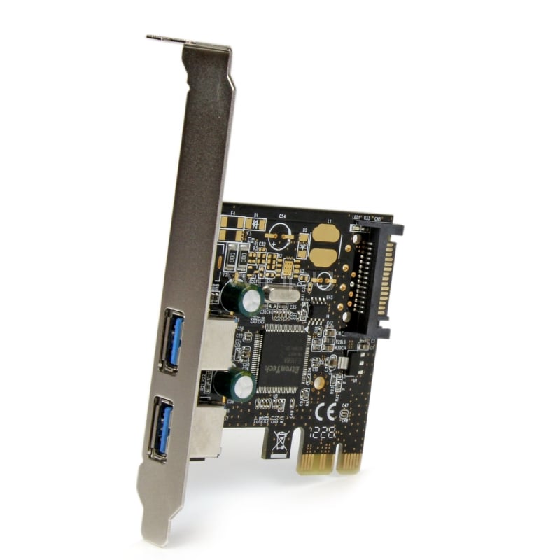 Adaptador Tarjeta Controladora PCI Express PCI-E 2 Puertos USB 3.0 con Alimentación SATA - StarTech