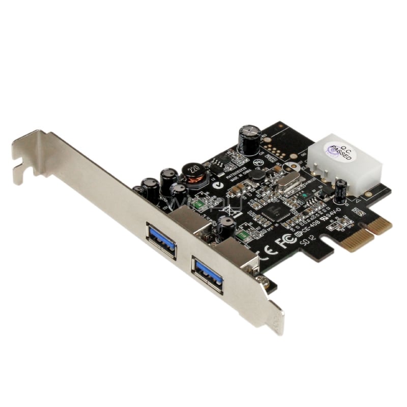 Adaptador Tarjeta Controladora PCI Express PCI-E 2 Puertos USB 3.0 con Alimentación Molex y UASP - StarTech