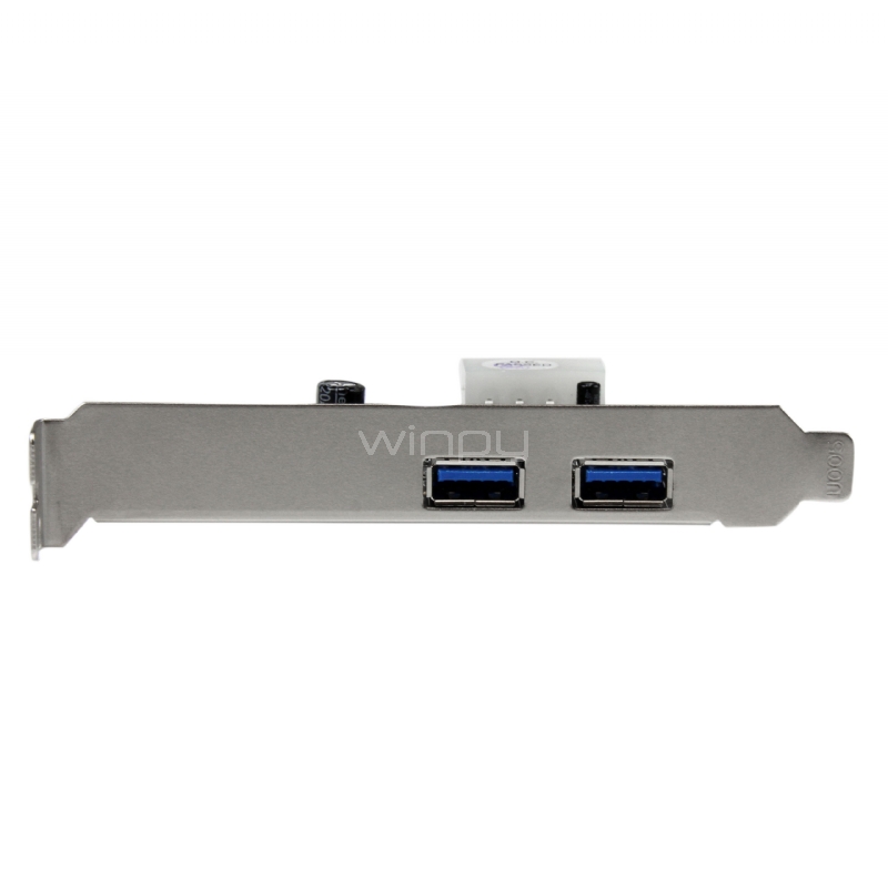 Adaptador Tarjeta Controladora PCI Express PCI-E 2 Puertos USB 3.0 con Alimentación Molex y UASP - StarTech