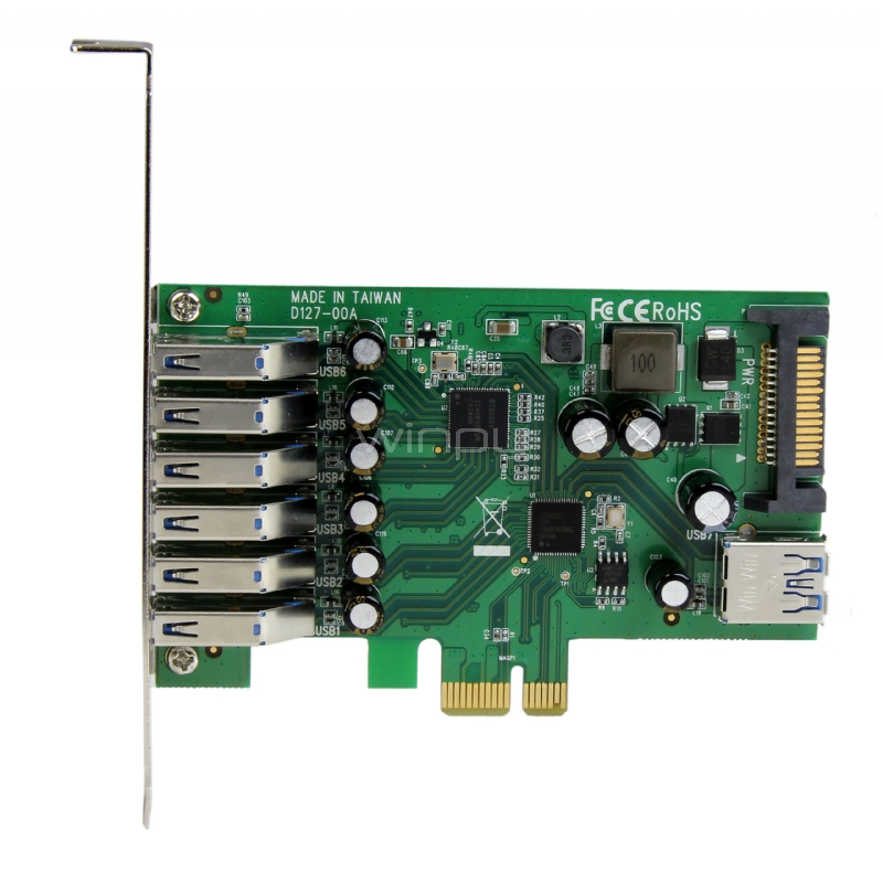 Adaptador tarjeta PCI Express de 7 puertos USB 3.0 con perfil bajo o completo - StarTech