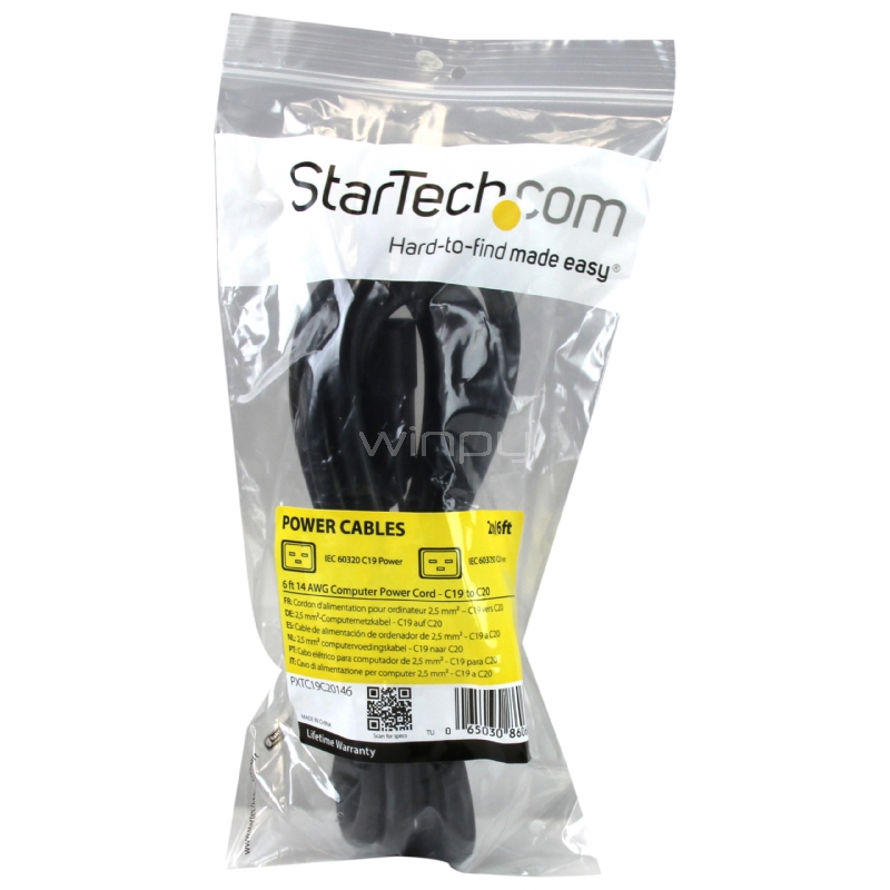 Cable de 1,8m C19 a C20 de servicio pesado de 2,5mm2  para alimentación de Computadores - StarTech