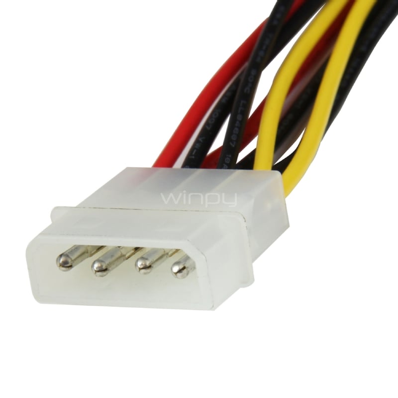 Adaptador Cable 30cm Divisor Molex 4 Pines a Doble SATA Ángulo Derecho Cierre Seguridad Pestillo Latches - 2x SATA - 1x LP4 - StarTech