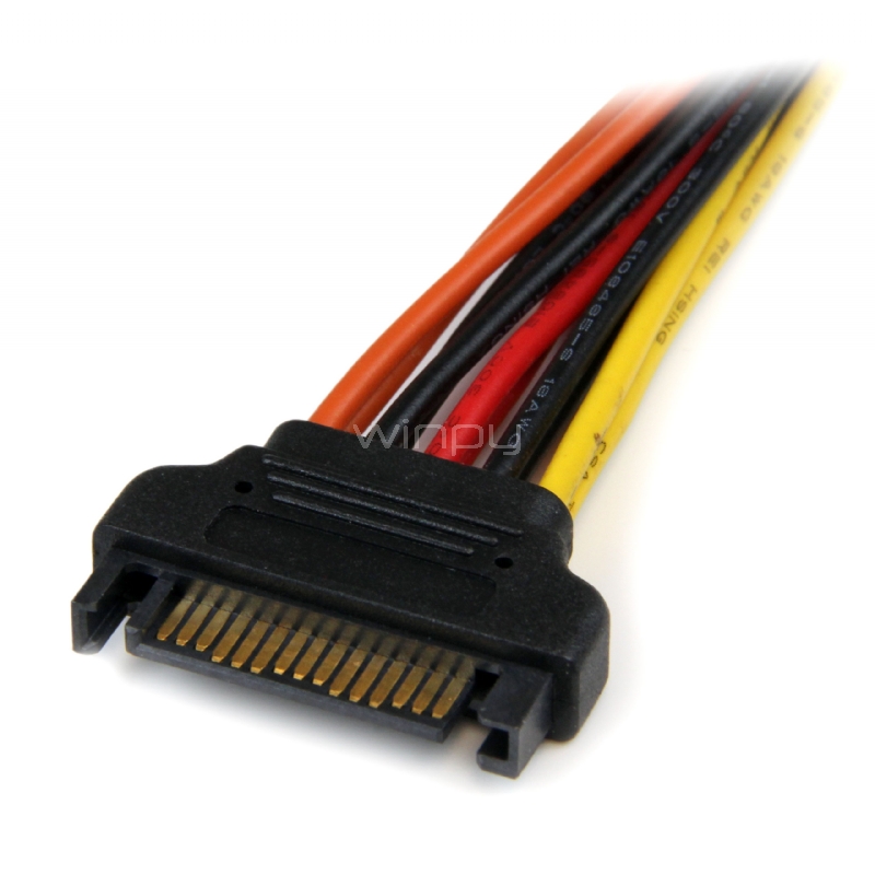 Cable 0,15m Adaptador Bifurcador Divisor Splitter Alimentación SATA Latching Cierre Pestillo - 2x Hembra - StarTech