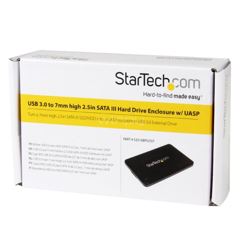 Gabinete Cofre de Disco Duro USB 3.0 con UASP para HDD/SSD SATA III de 2,5 Pulgadas y 7mm de Espesor - StarTech