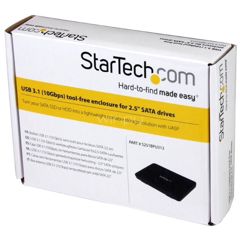 Gabinete Cofre USB 3.1 (10 Gbps) sin herramientas de 2,5 pulgadas SATA III - StarTech