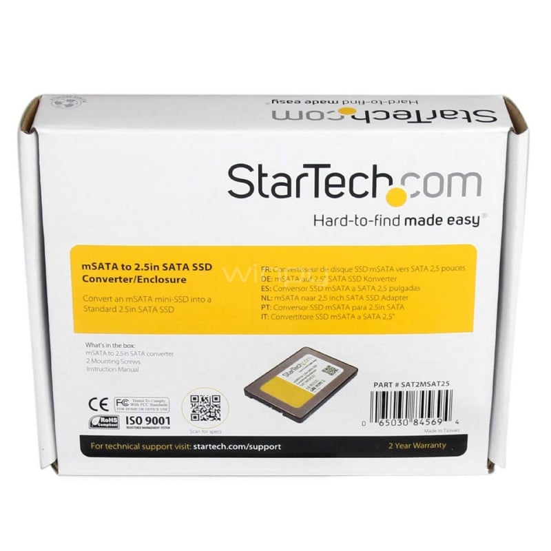 Cofre Adaptador  SATA de 2,5 Pulgadas para Unidad de Estado Sólido SSD mSATA - StarTech