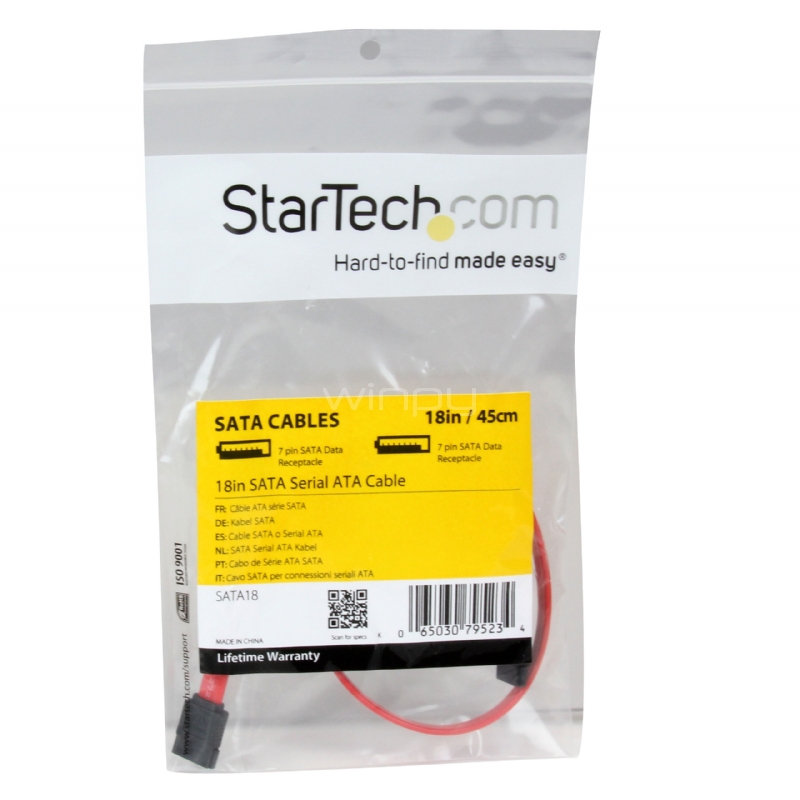 Cable SATA 0,45m - Rojo - 18in Pulgadas Cable Serial ATA   - StarTech