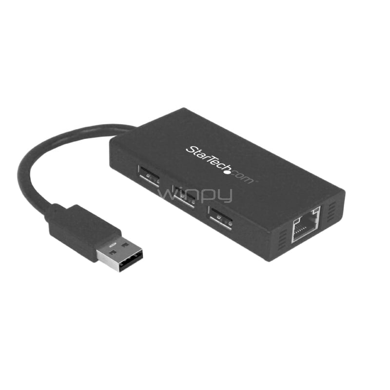 Hub USB 3.0 de Aluminio con Cable - Concentrador de 3 Puertos USB con Adaptador de Red Ethernet Gigabit - StarTech