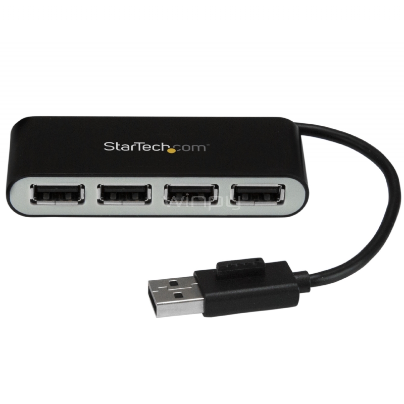 Concentrador  USB 2.0 de 4 Puertos con Cable Integrado - Hub Portátil USB 2.0 - StarTech